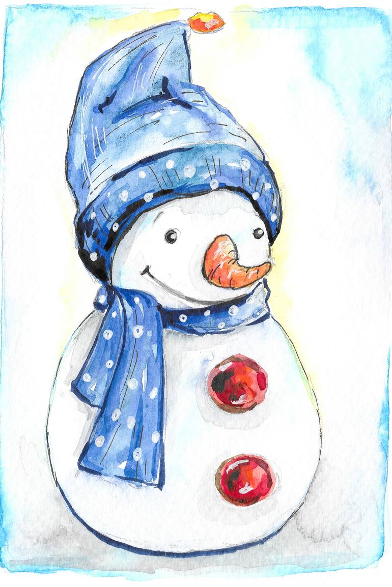 770x1154 Saatchi Art Snowman Painting By Yana Sadykova