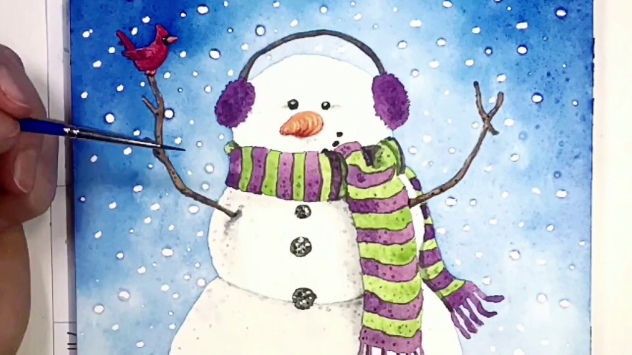 1280x720 Snowman Watercolor Painting