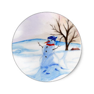 307x307 Snowman Watercolor Paintings Gifts On Zazzle