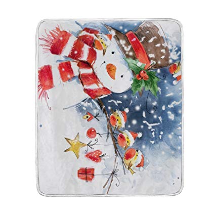 425x425 Alaza Watercolor Snowman And Cute Birds Winter