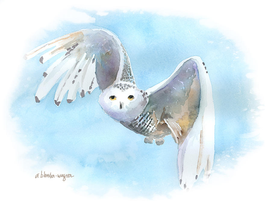 900x688 Snowy Owl In Flight Painting By Arline Wagner