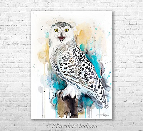 500x460 Snowy Owl Watercolor Painting Print By Slaveika
