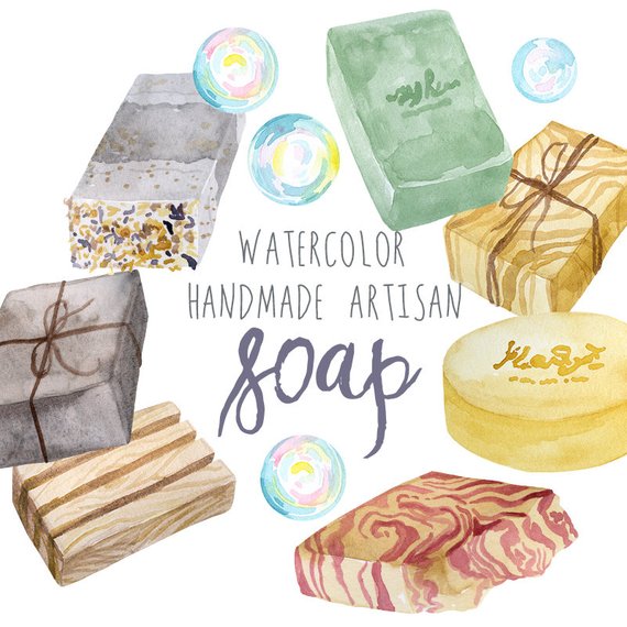570x570 Digital Soap Clip Art Watercolor Handmade Soaps Artisan Soap Etsy