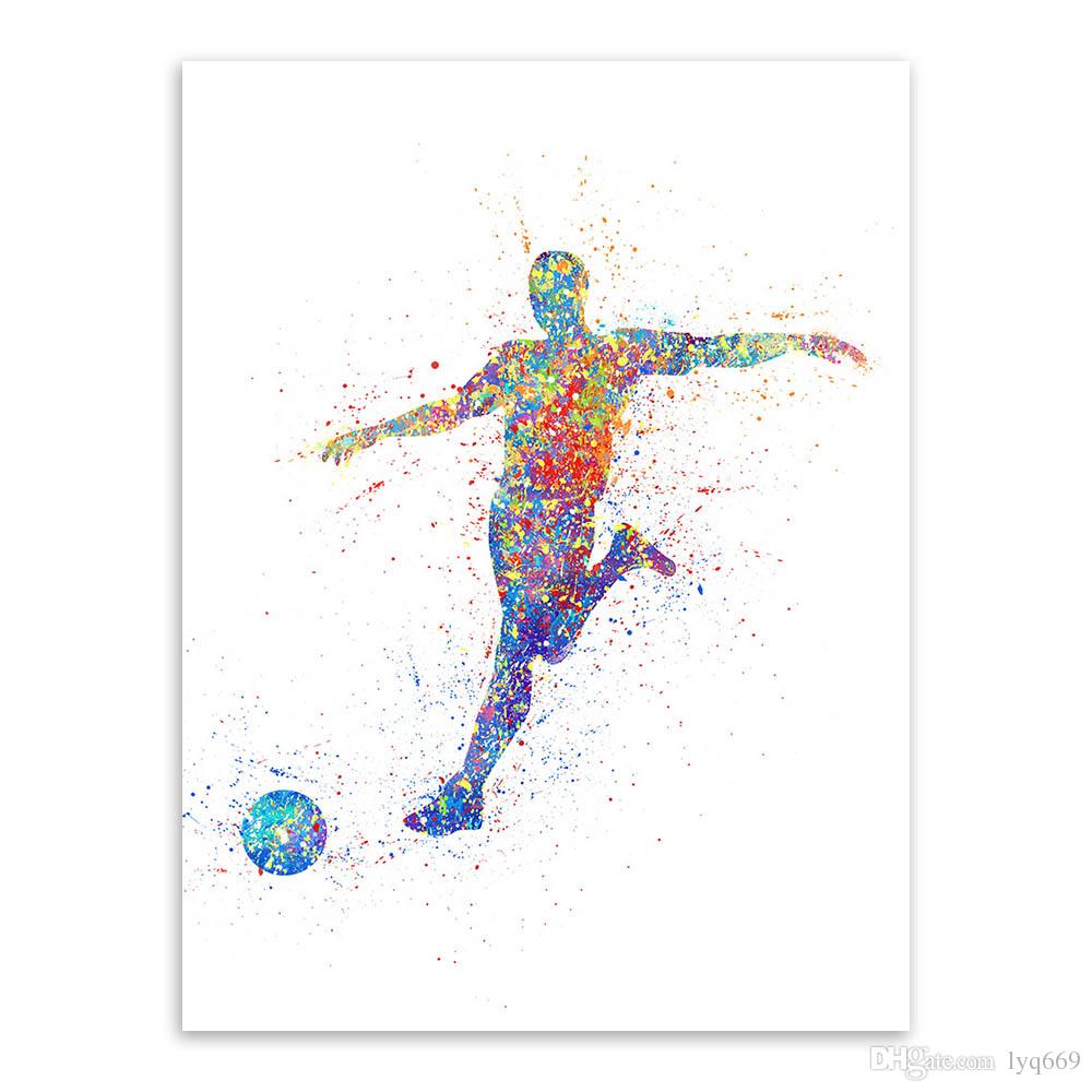 1000x1000 2018 Abstract Watercolor Sports Man Soccer Art Print Poster Wall