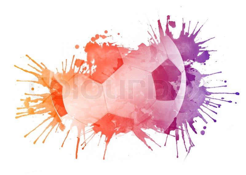 800x569 Soccer Ball In Watrcolor Isolated On White Background. Stock