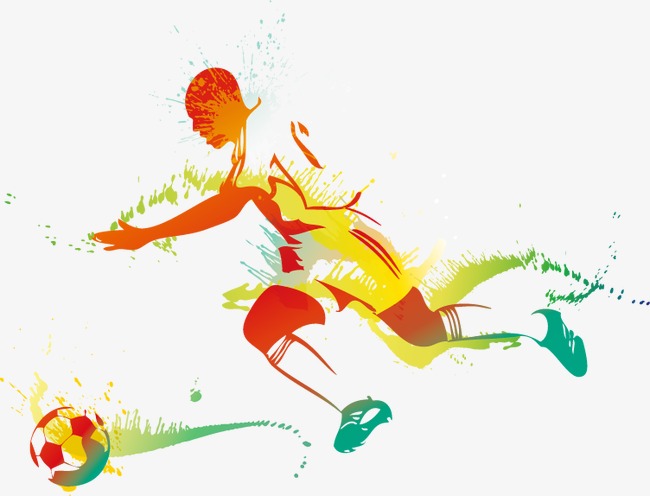 650x496 Colorful Soccer Players, Bright, Watercolor, Ink Marks Png And