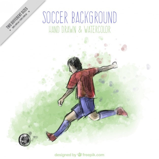 626x626 Hand Drawn Footballer In Watercolor Effect Background Vector