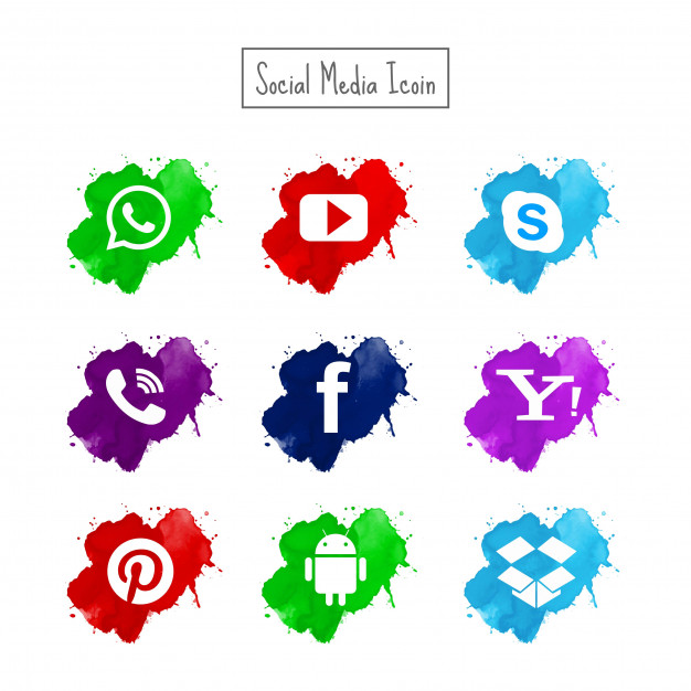 626x626 Modern Watercolor Social Media Icons Set Vector Free Download