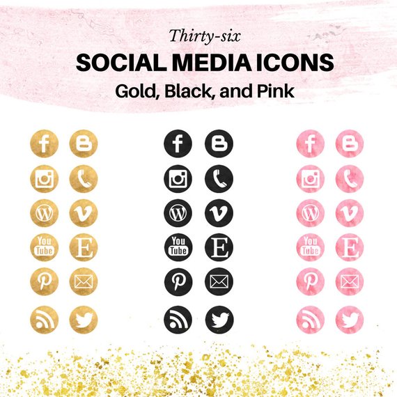 570x570 Social Media Icons Watercolor Icons Instant Download Etsy