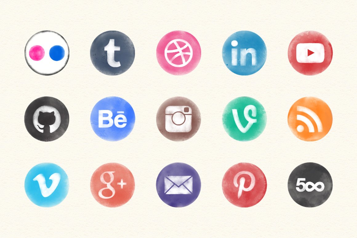 1160x772 Social Media Watercolor Icons By Marmalade Moon