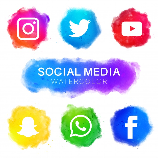 626x626 Social Media Icons With Watercolor Design Vector Premium Download