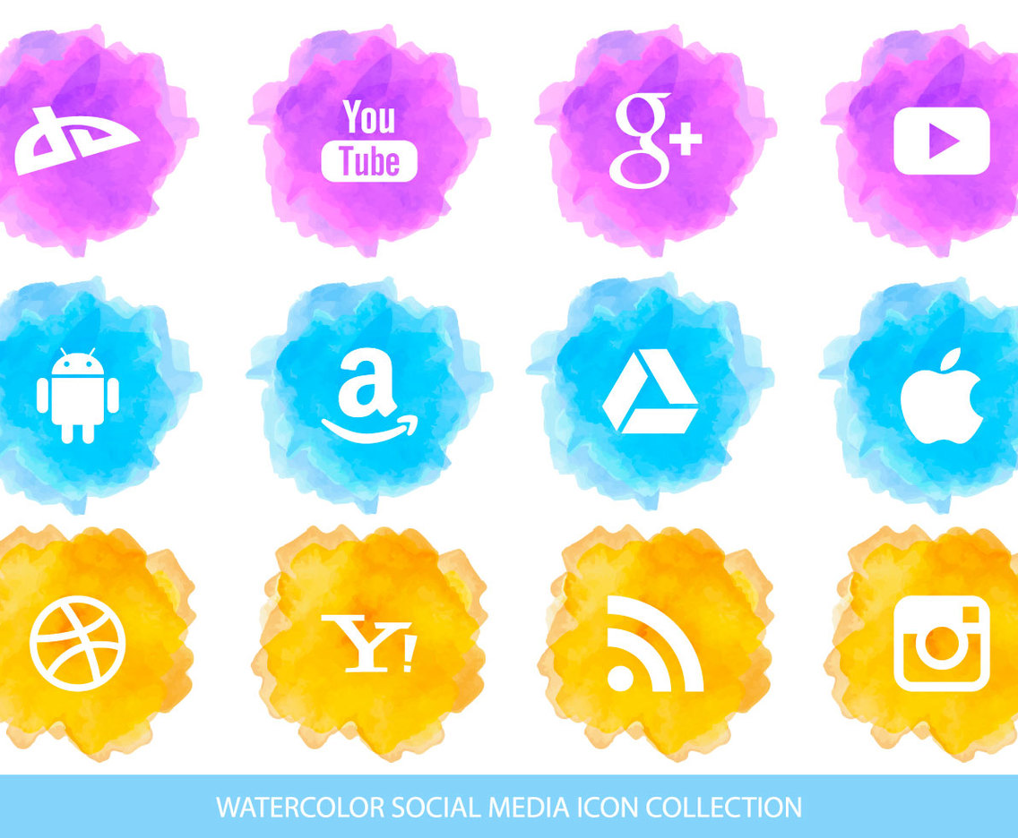 1136x936 Watercolor Social Media Icon Collection Vector Art Amp Graphics