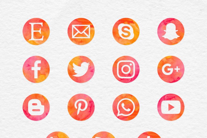 720x479 Watercolor Social Media Icons By North Sea Studio