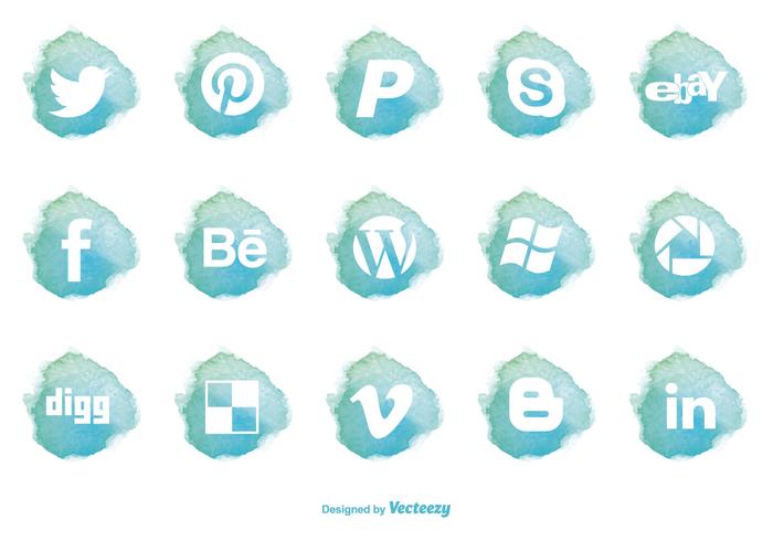 700x490 Watercolor Style Social Media Icon Set