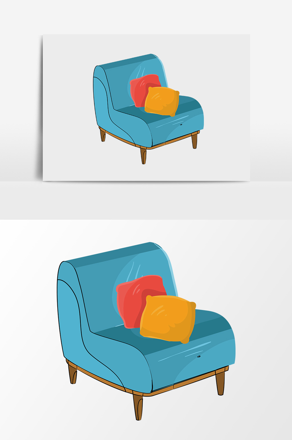 1024x1540 Watercolor Hand Painted Blue Sofa Free Download Pikbest