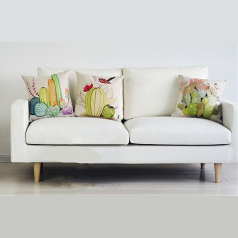 480x480 Colorful Cactus Throw Pillows Watercolor Painting Style Sofa