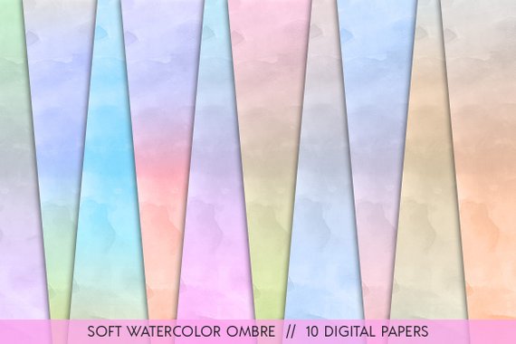 570x380 Soft Watercolor Ombre 10 Ombre Digital Paper Cotton Etsy