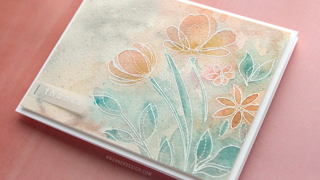1280x720 Soft Watercolor With Heat Embossed Flowers