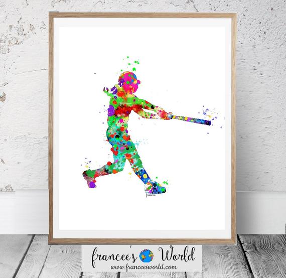 570x554 Softball Poster,softball Art Print, Girl Softball Watercolor