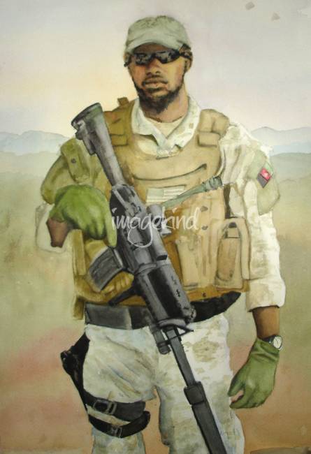 445x650 Modern Day Soldier Watercolor Painting By Kerra Lindsey