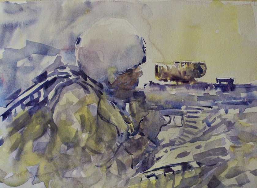 840x616 Nicola Dalbenzio American Soldier Watercolor 2 Infantry Combat