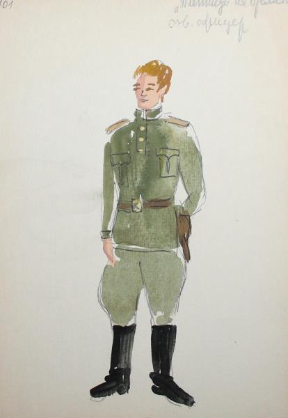 414x600 Vintage Watercolor Painting Theatre Costume Design Military