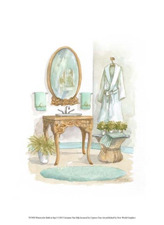 561x768 Jerianne Van Dijk Watercolor Bath In Spa I Watercolor