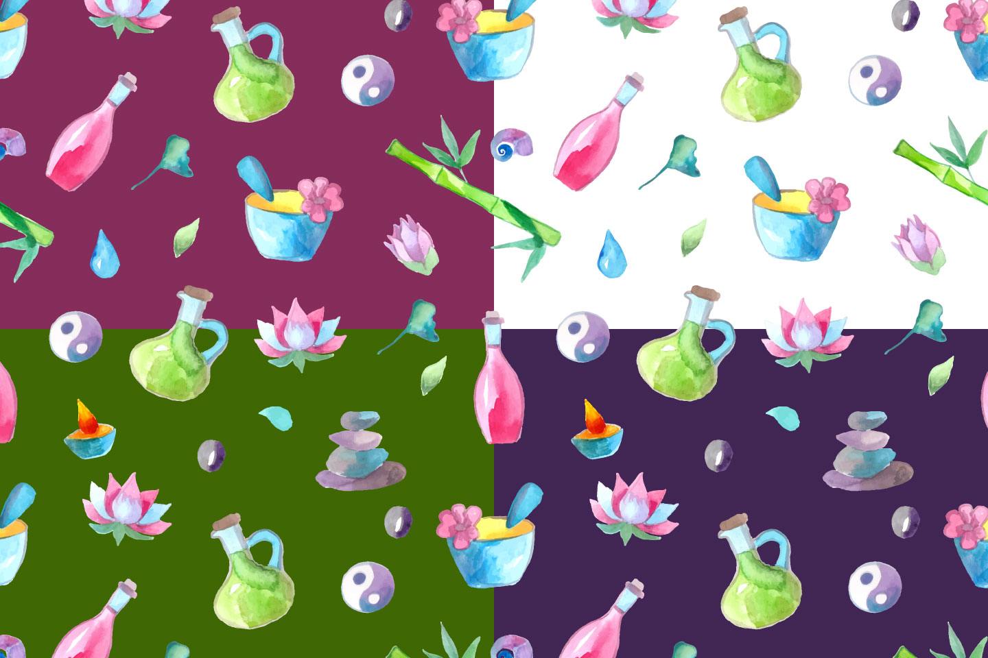 1440x960 Spa Watercolor Illustration Vector Free Pattern