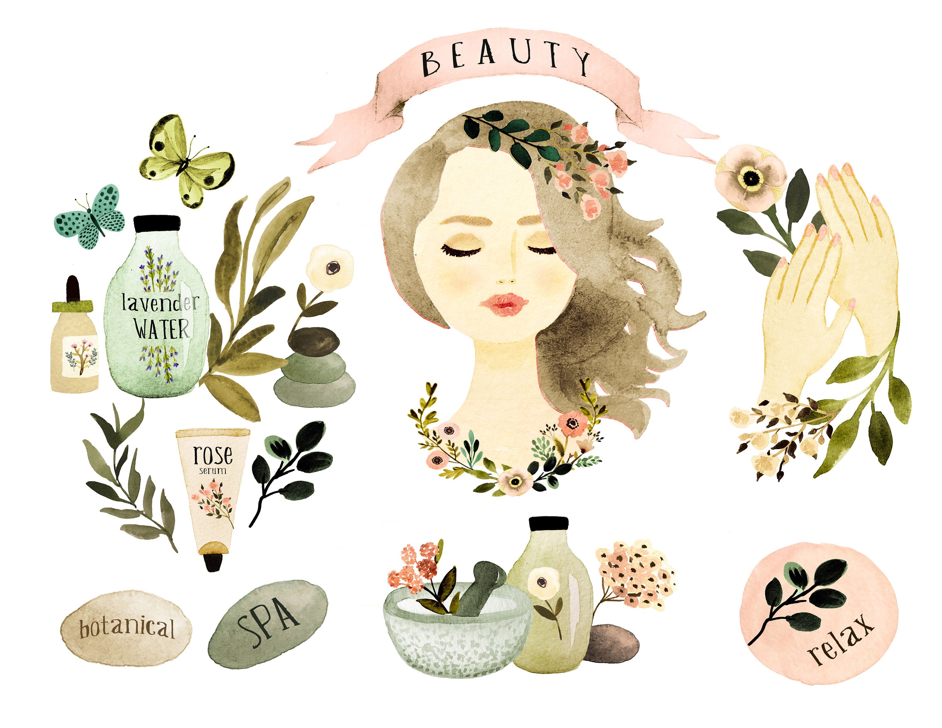 3000x2318 Spa Clipart Watercolor Cute Borders, Vectors, Animated, Black And
