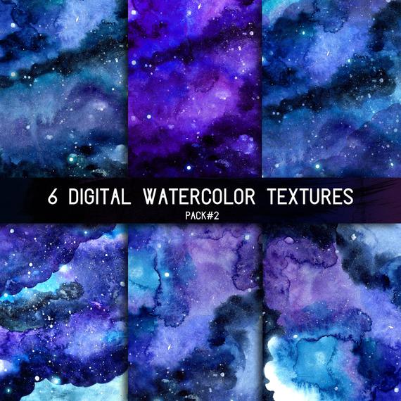 570x570 Space Watercolor Background Digital Night Sky Texture With Etsy