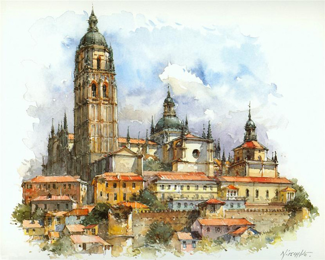 670x536 Europe Cities Watercolor Paintings By Detlev Nitschke