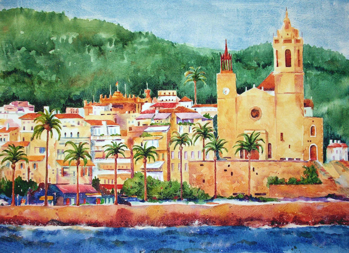 1200x871 Stiges, Spain Beachfront Anne Santoleri Whalon Watercolor And