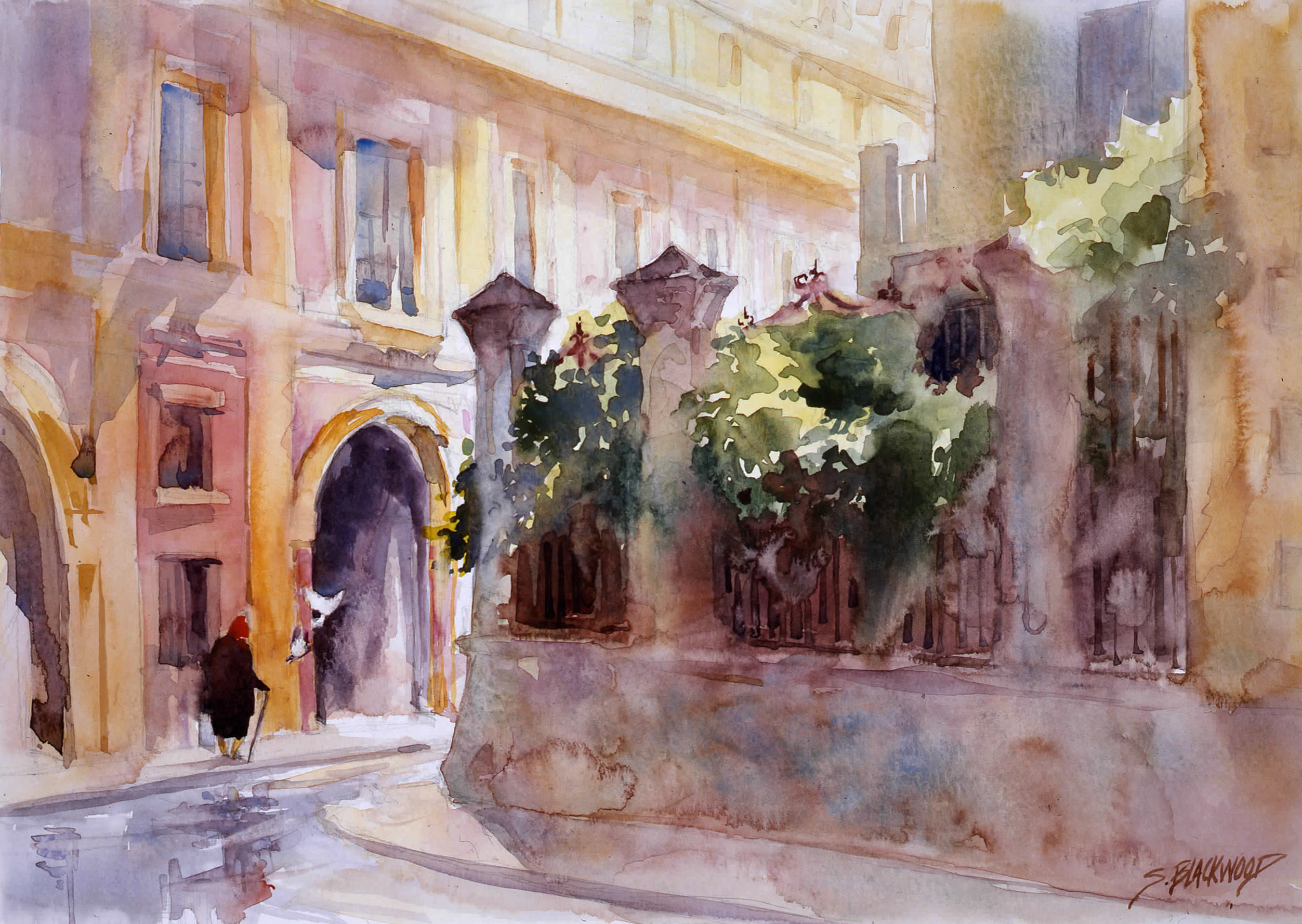 2505x1777 Afternoon Walk Madrid Spain Watercolor Plein Air Paint Outside