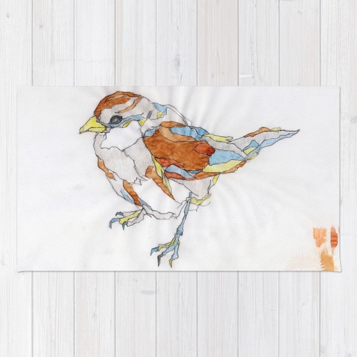 700x700 Sparrow Watercolor Drawing Rug By Ghostwillow Society6