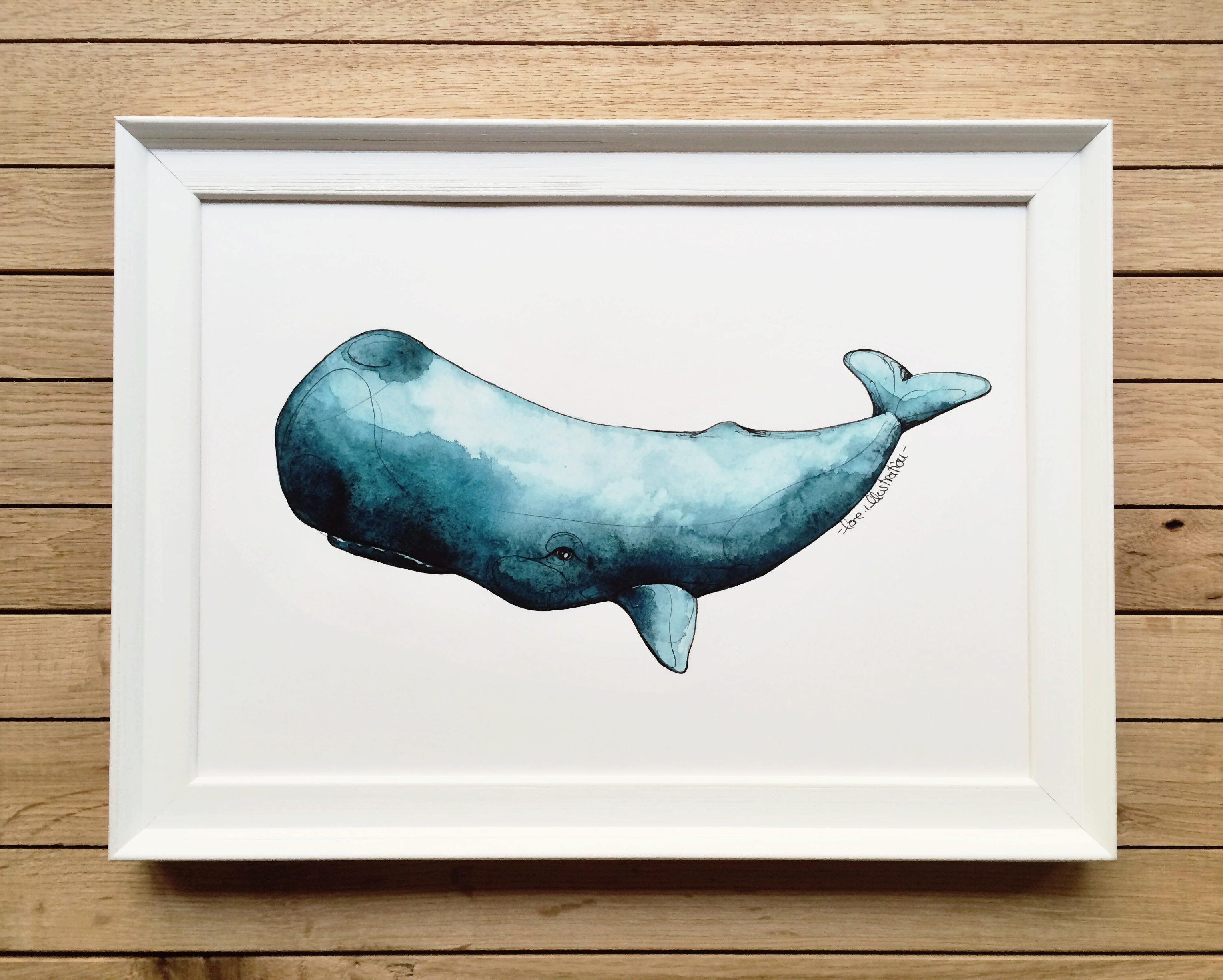 3056x2448 Sperm Whale, Watercolor And Pens, Giclee Print, A3
