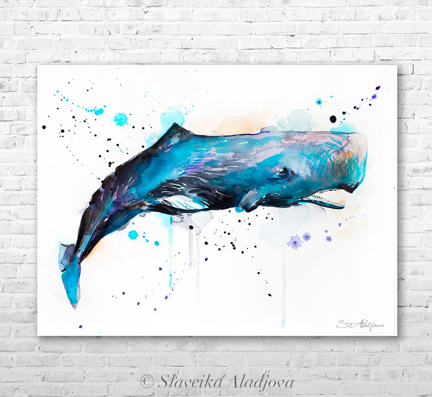 869x799 Sperm Whale Watercolor Painting By Slaveika Aladjova On Behance