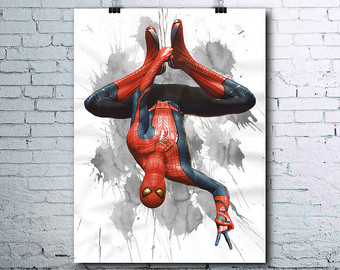 340x270 Spiderman Watercolor Print Spiderman Poster Spiderman Birthday Etsy