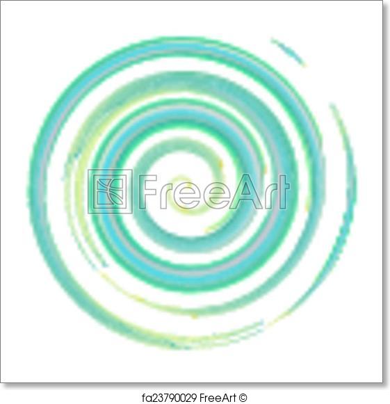561x581 Free Art Print Of Blue Watercolor Spiral, Elements For Design