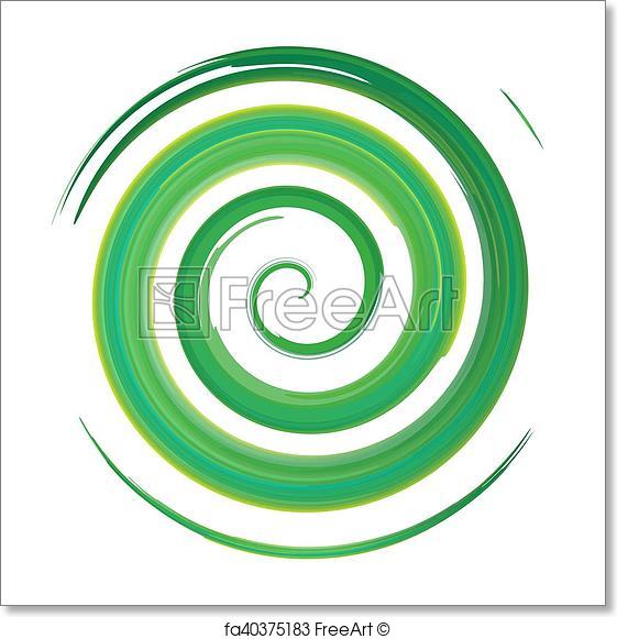 561x581 Free Art Print Of Green Watercolor Spiral, Elements For Design