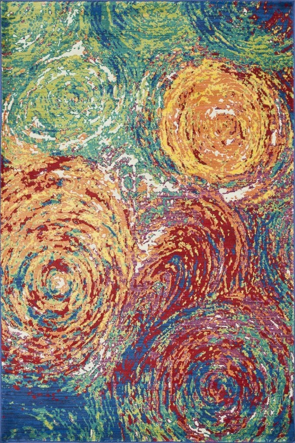 600x900 Premium Quality Modern Spiral Watercolor Design Power Loom Rug In