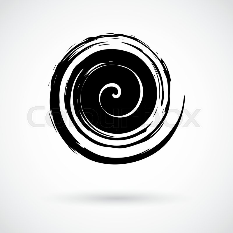 800x800 Whimsical Spiral Symbol. Hand Painted With Ink Watercolor Brush