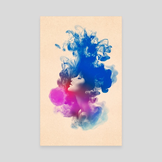 540x540 Psychedelic Ink Splash Watercolor Girl Portrait, An Art Canvas By