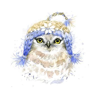 400x400 Cute Owl T Shirt Graphics, Watercolor Forest Owl Illustration With