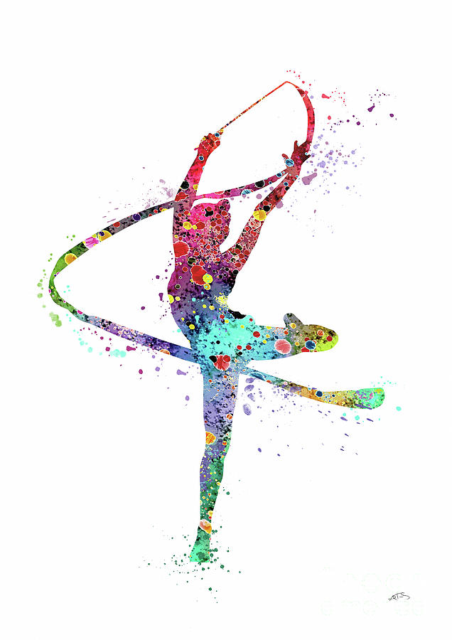 636x900 Rhythmic Gymnastics Print Sports Print Watercolor Print Dancer