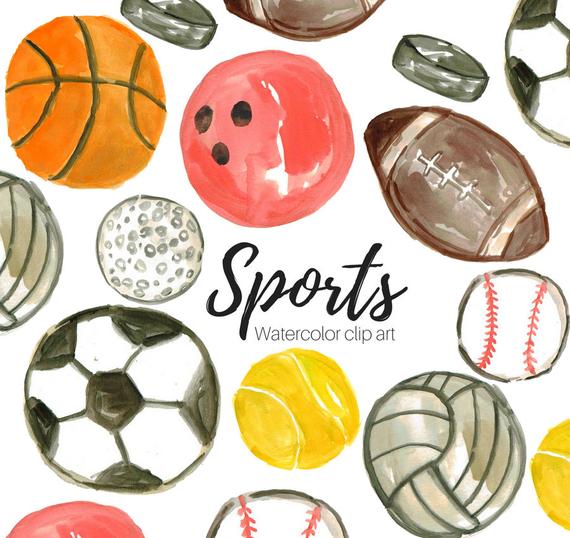 570x538 Sport Clip Art Watercolor Clipart School Clipart Etsy
