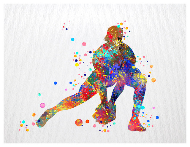 640x496 Baseball Softball Catcher Sports Contemporary Watercolor Art Print