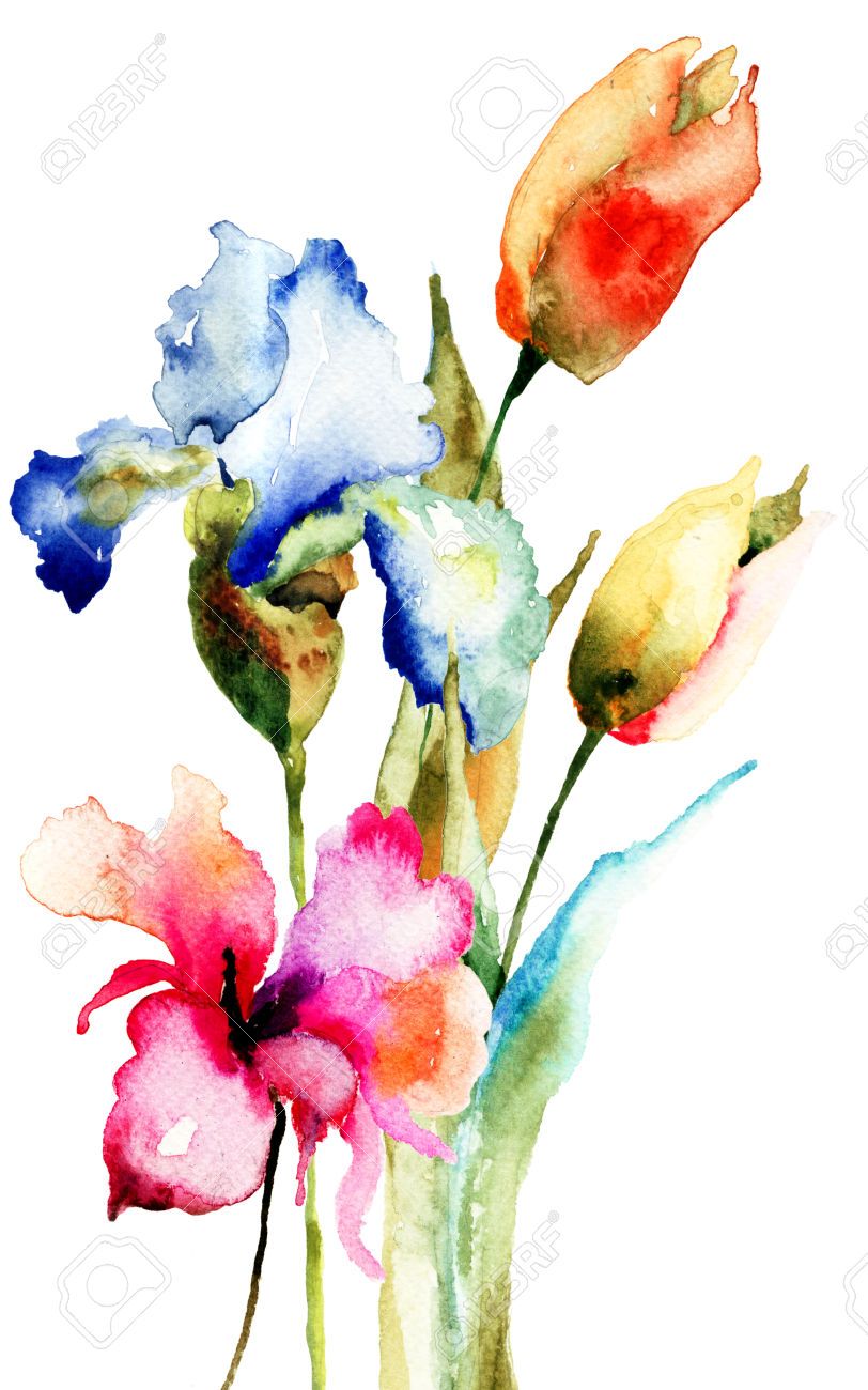 812x1300 Original Spring Flowers, Watercolor Illustration Tattoos
