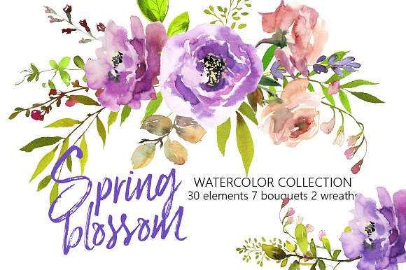 580x386 Spring Blossom Watercolor Flowers