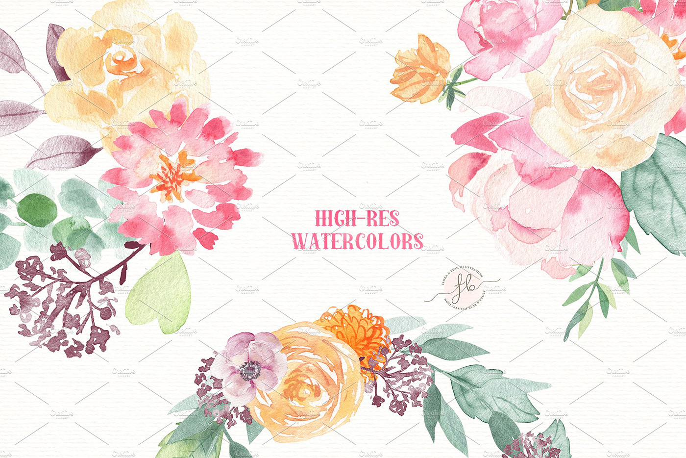 1400x934 Spring Flowers Watercolor Set Free Download! On Behance