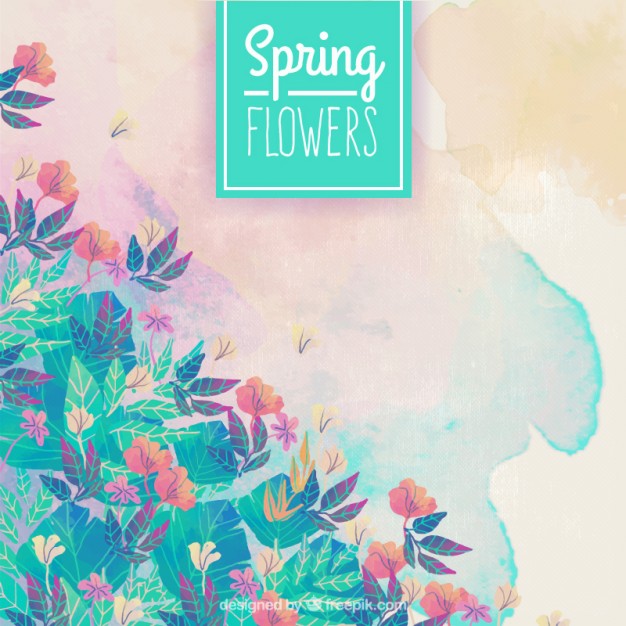 626x626 Spring Flowers Watercolor Background Vector Free Download